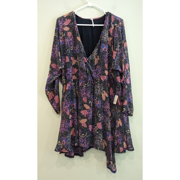 🆕 Free People Teegan Mini Dress in Midnight Combo Size XS - Picture 4 of 12